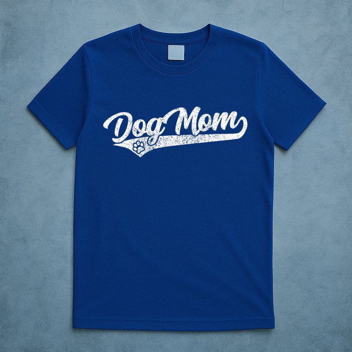 Vintage Baseball Style Retro Distressed Dog Mom T-Shirt