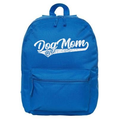 Vintage Baseball Style Retro Distressed Dog Mom 16 in Basic Backpack