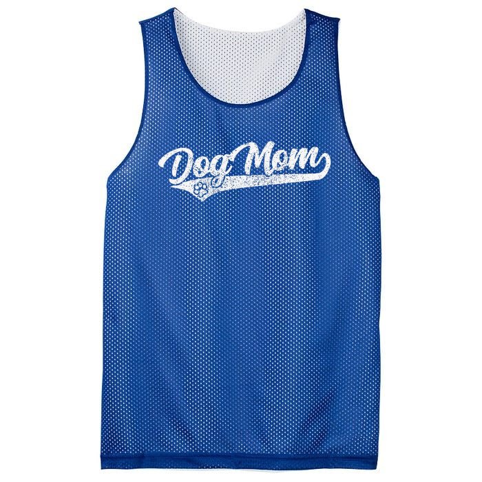 Vintage Baseball Style Retro Distressed Dog Mom Mesh Reversible Basketball Jersey Tank