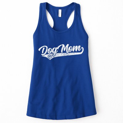 Vintage Baseball Style Retro Distressed Dog Mom Womens Tank Top