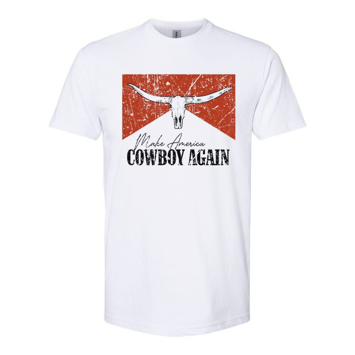 Vintage Bull Skull Makes America A Cowboy Again Country Softstyle CVC T-Shirt