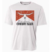 Vintage Bull Skull Makes America A Cowboy Again Country Cooling Performance Crew T-Shirt