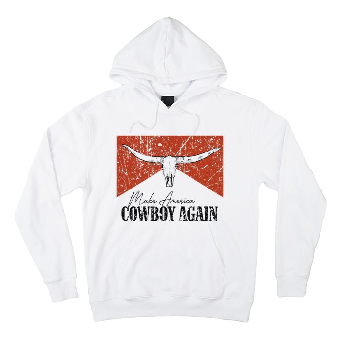 Vintage Bull Skull Makes America A Cowboy Again Country Hoodie