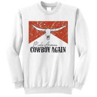 Vintage Bull Skull Makes America A Cowboy Again Country Sweatshirt