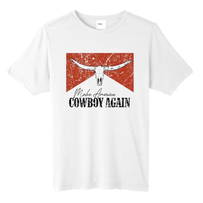 Vintage Bull Skull Makes America A Cowboy Again Country Tall Fusion ChromaSoft Performance T-Shirt