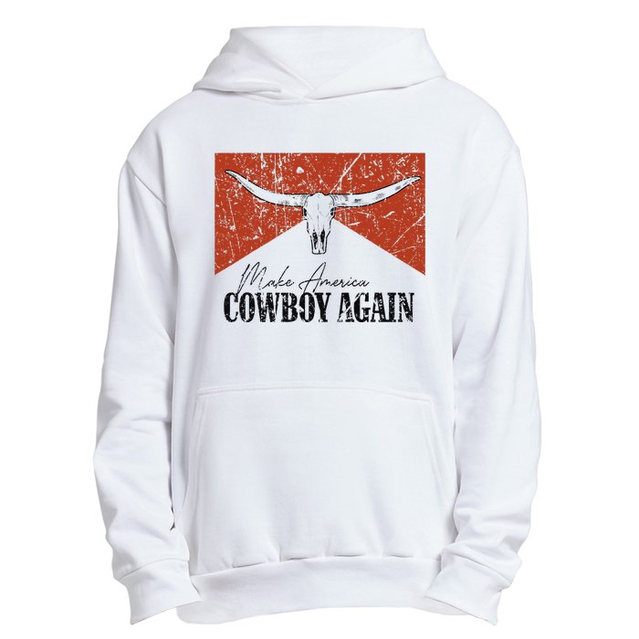 Vintage Bull Skull Makes America A Cowboy Again Country Urban Pullover Hoodie