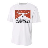 Vintage Bull Skull Makes America A Cowboy Again Country Performance Sprint T-Shirt