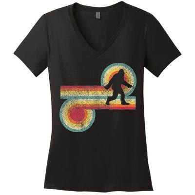Vintage Bigfoot Sasquatch 70S 80S Style Retro Women Women's V-Neck T-Shirt
