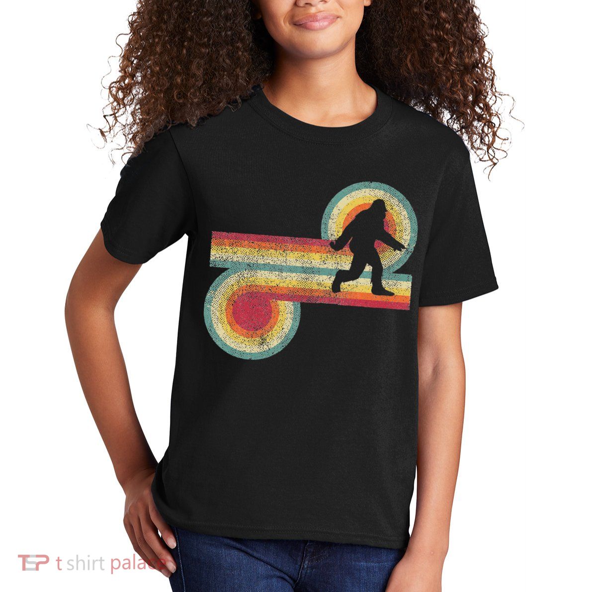 Vintage Bigfoot Sasquatch 70S 80S Style Retro Women Kids T-Shirt