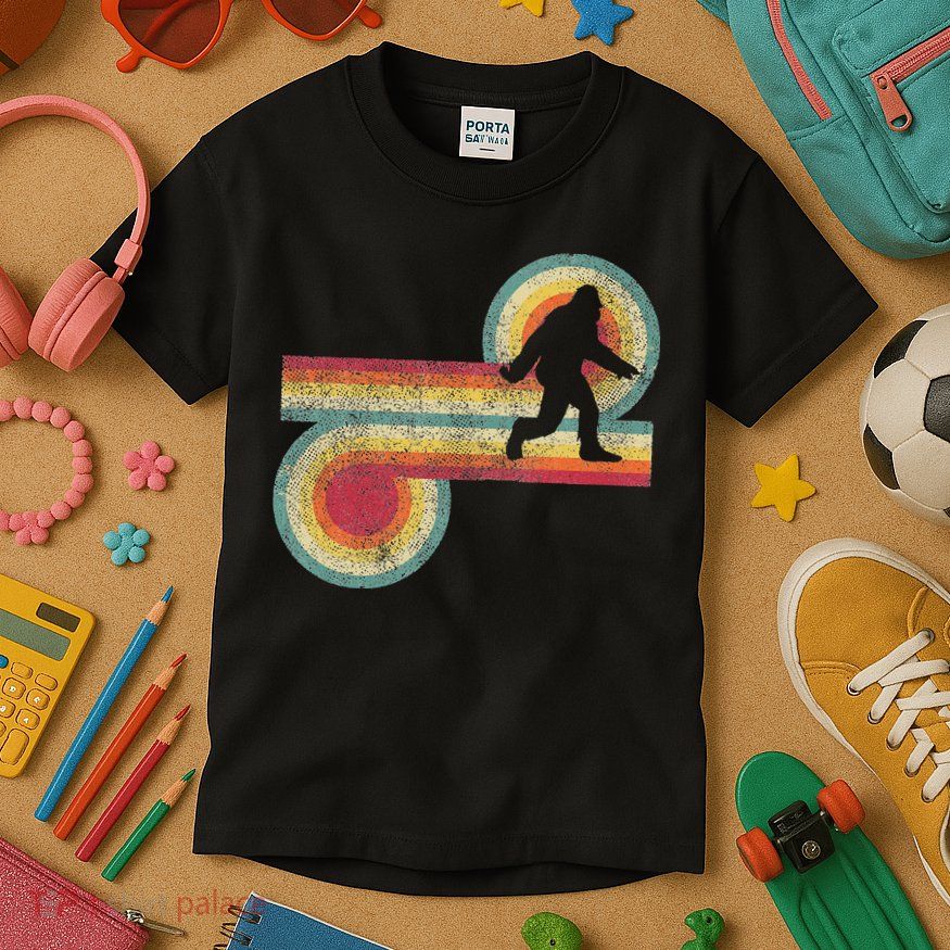 Vintage Bigfoot Sasquatch 70S 80S Style Retro Women Kids T-Shirt