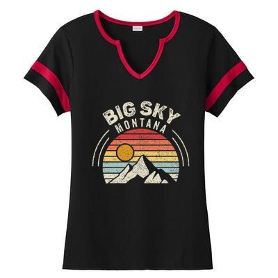 Vintage Big Sky Country Montana Mt Mountains Hiking Souvenir Ladies Halftime Notch Neck Tee