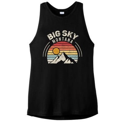 Vintage Big Sky Country Montana Mt Mountains Hiking Souvenir Ladies PosiCharge Tri-Blend Wicking Tank