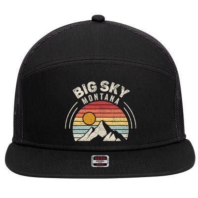 Vintage Big Sky Country Montana Mt Mountains Hiking Souvenir 7 Panel Mesh Trucker Snapback Hat