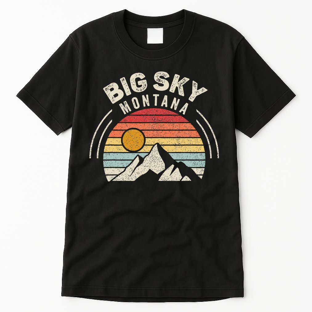 Vintage Big Sky Country Montana Mt Mountains Hiking Souvenir Tall T-Shirt