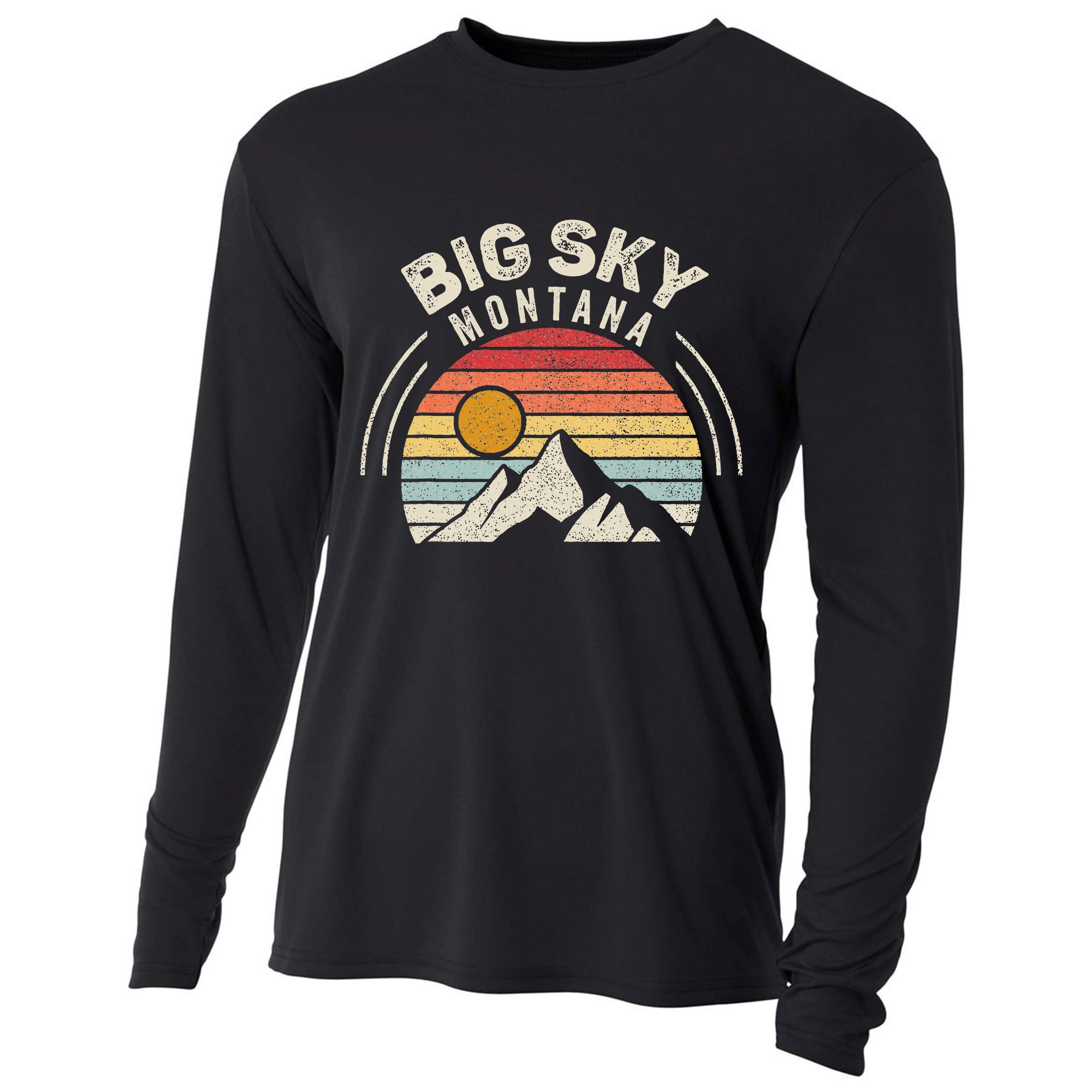 Vintage Big Sky Country Montana Mt Mountains Hiking Souvenir Cooling Performance Long Sleeve Crew