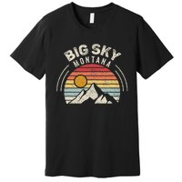 Vintage Big Sky Country Montana Mt Mountains Hiking Souvenir Premium T-Shirt