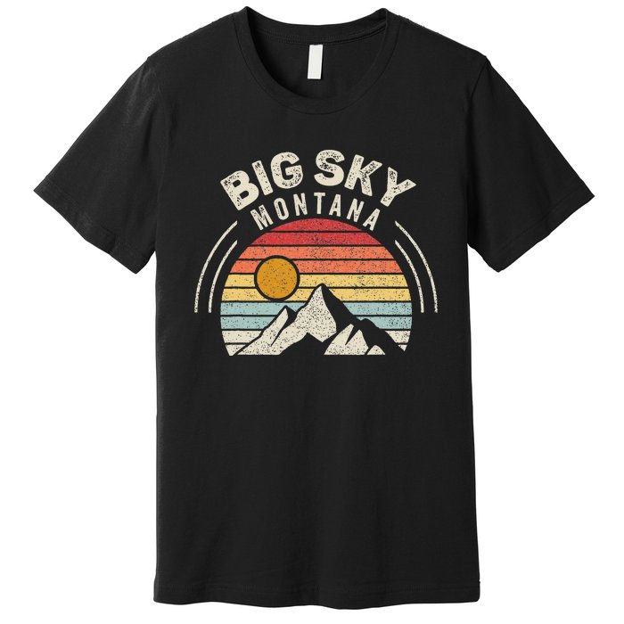 Vintage Big Sky Country Montana Mt Mountains Hiking Souvenir Premium T-Shirt