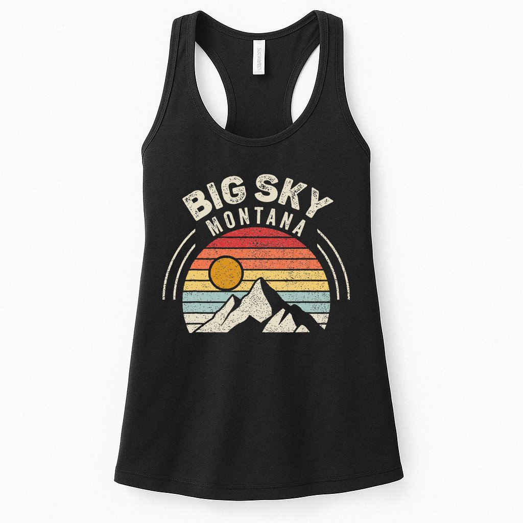 Vintage Big Sky Country Montana Mt Mountains Hiking Souvenir Womens Tank Top