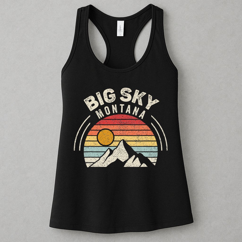 Vintage Big Sky Country Montana Mt Mountains Hiking Souvenir Womens Tank Top