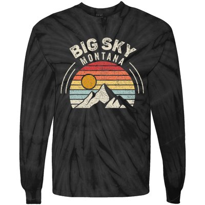 Vintage Big Sky Country Montana Mt Mountains Hiking Souvenir Tie-Dye Long Sleeve Shirt