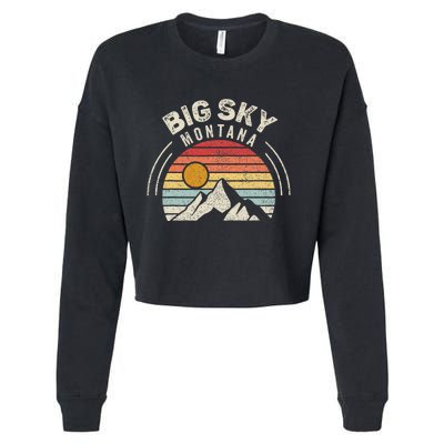 Vintage Big Sky Country Montana Mt Mountains Hiking Souvenir Cropped Pullover Crew