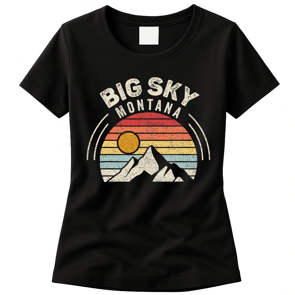 Vintage Big Sky Country Montana Mt Mountains Hiking Souvenir Womens T-Shirt