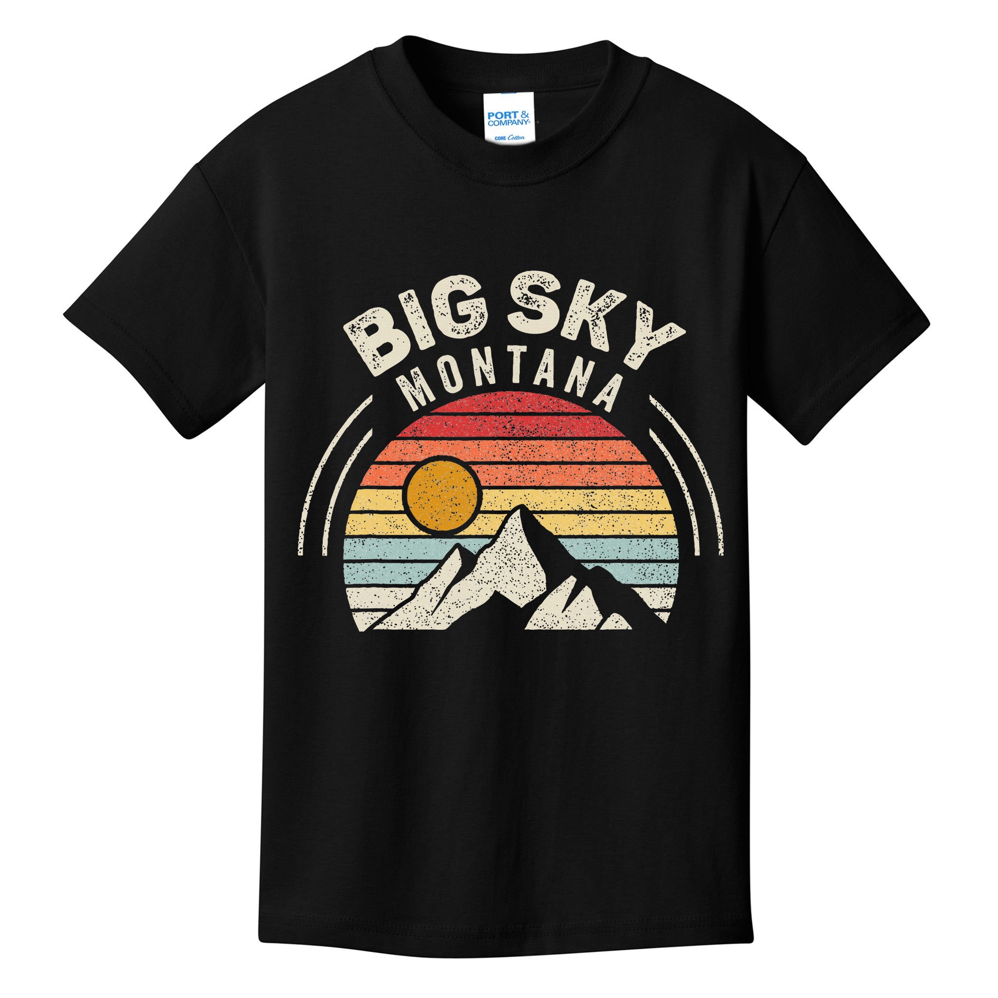 Vintage Big Sky Country Montana Mt Mountains Hiking Souvenir Kids T-Shirt
