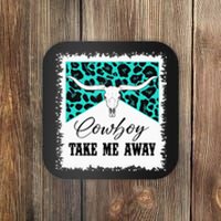 Vintage Bull Skull Leopard Bleached Cowboy Take Me Away Coaster