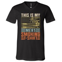 Vintage Bbq Smoker Grill Outfit This Is My Meat Smoking V-Neck T-Shirt