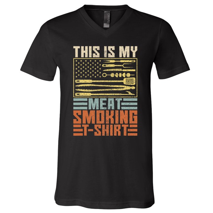 Vintage Bbq Smoker Grill Outfit This Is My Meat Smoking V-Neck T-Shirt