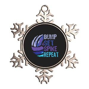 Volleyball Bump Set Spike Repeat Blue Purple Teen Metallic Star Ornament