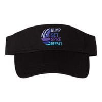 Volleyball Bump Set Spike Repeat Blue Purple Teen Valucap Bio-Washed Visor