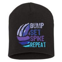 Volleyball Bump Set Spike Repeat Blue Purple Teen Short Acrylic Beanie