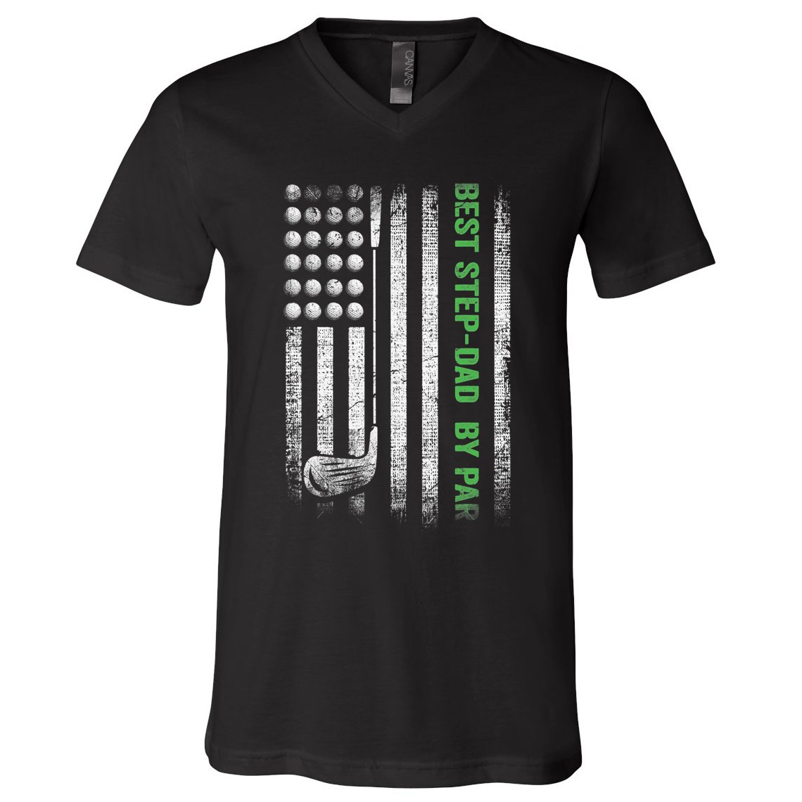 Vintage Best Step-Dad By Par Family Golfer Golf Lover V-Neck T-Shirt