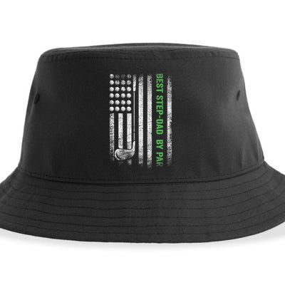 Vintage Best Step-Dad By Par Family Golfer Golf Lover Sustainable Bucket Hat