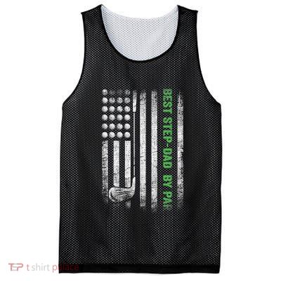 Vintage Best Step-Dad By Par Family Golfer Golf Lover Mesh Reversible Basketball Jersey Tank