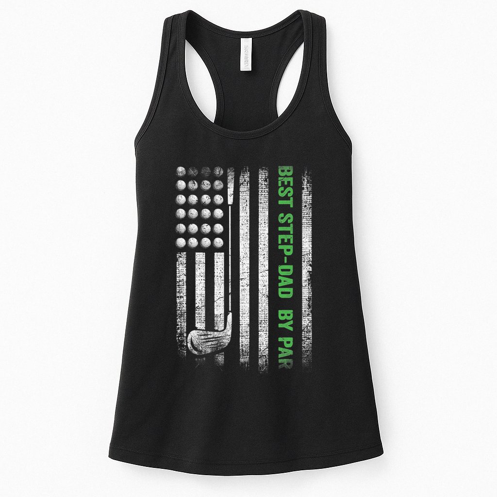 Vintage Best Step-Dad By Par Family Golfer Golf Lover Womens Tank Top