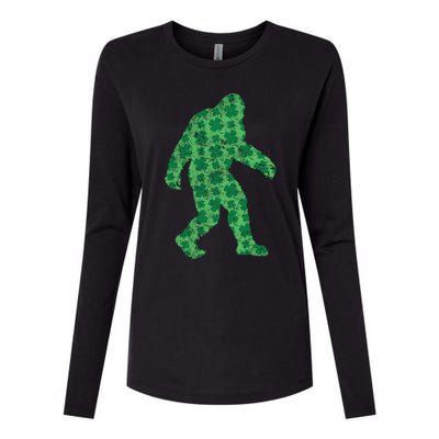 Vintage Bigfoot St Patrick's Day 4 Leaf Clover Sasquatch Gift Womens Cotton Relaxed Long Sleeve T-Shirt