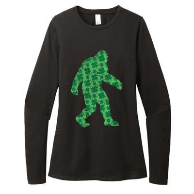 Vintage Bigfoot St Patrick's Day 4 Leaf Clover Sasquatch Gift Womens CVC Long Sleeve Shirt