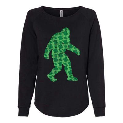 Vintage Bigfoot St Patrick's Day 4 Leaf Clover Sasquatch Gift Womens California Wash Sweatshirt