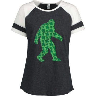 Vintage Bigfoot St Patrick's Day 4 Leaf Clover Sasquatch Gift Enza Ladies Jersey Colorblock Tee