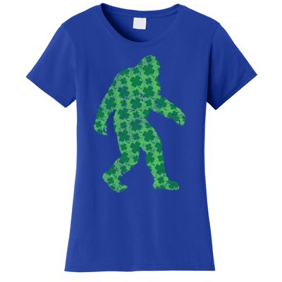 Vintage Bigfoot St Patrick's Day 4 Leaf Clover Sasquatch Gift Women's T-Shirt