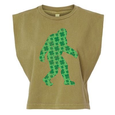 Vintage Bigfoot St Patrick's Day 4 Leaf Clover Sasquatch Gift Garment-Dyed Women's Muscle Tee