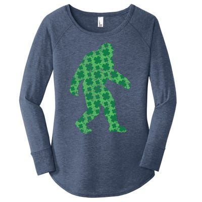 Vintage Bigfoot St Patrick's Day 4 Leaf Clover Sasquatch Gift Women's Perfect Tri Tunic Long Sleeve Shirt