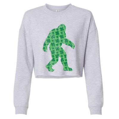 Vintage Bigfoot St Patrick's Day 4 Leaf Clover Sasquatch Gift Cropped Pullover Crew