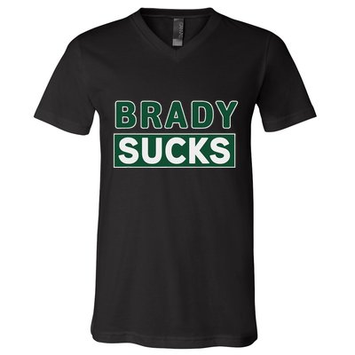 Vintage Brady Sucks Green And White Hate Brady Classic V-Neck T-Shirt