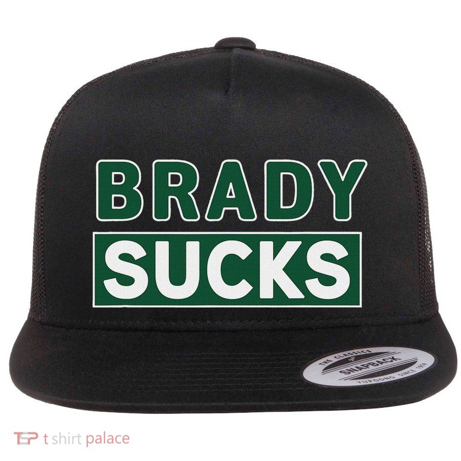 Vintage Brady Sucks Green And White Hate Brady Classic Flatbill Hat