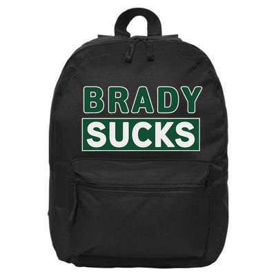 Vintage Brady Sucks Green And White Hate Brady Classic 16 in Basic Backpack