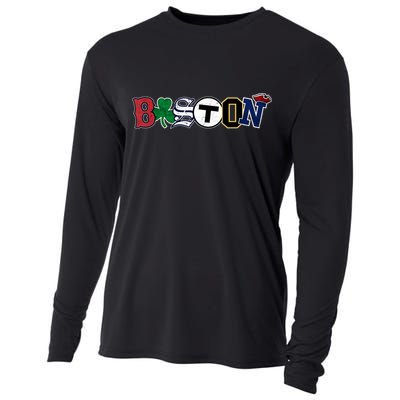 Vintage Boston Sports Fan City Pride Cooling Performance Long Sleeve Crew