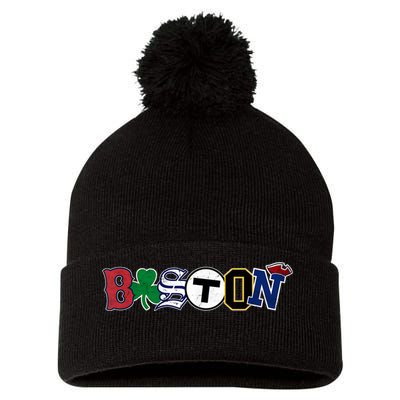 Vintage Boston Sports Fan City Pride TShirt Pom Pom 12in Knit Beanie